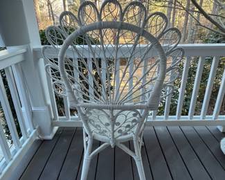 R170 - $125. Chair & Ottoman. Chair is 28" wide x 47" tall. Ottoman is 18" round x 14" tall. 