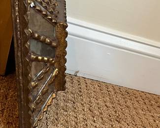 P34 - $30. Vintage Small Mirror. Measures 11" x 9". Wooden back & plaster framed. 