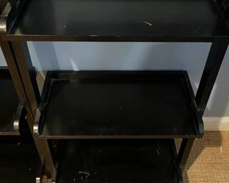 R113 - $40 Each. 2 Available. Leaning Shelves. Measures 25.75" x 14.5" x 75" tall. Both show some wear but still sturdy!