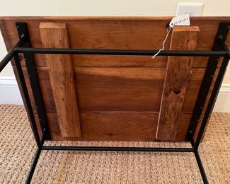 P76 - $30. Small Side Table with Iron Base & Wooden Top. Measures 24" x 18" x 23.5" tall. 