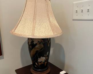 R102 - $40. Japanese Inspired Pheasant Table Lamp. Measures 22.5" tall. (Might have been a vase that was converted?)