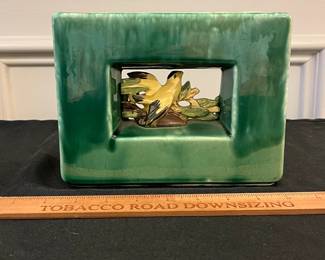 P53 - $25. McCoy Planter with Yellow Bird Inset - double sided. Measures 8" x 3" x 6" tall. 