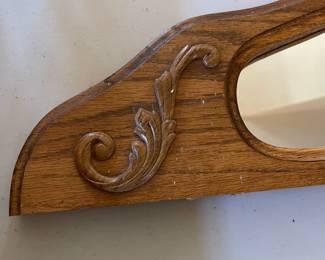 R276 - $95. Oak Bow Front Cabinet. Measures 34" wide x 15.5" deep x 58" tall. Top Curved Trim on the right side is cracked. All Glass is intact! Key is included. It does wiggle a little and needs some work. 