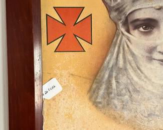 P5 - $350. Fatima Turkish Cigarettes (Large retail advertising display issued for Liggett & Meyers'.)  Measures 26.5" x 36". Printed on heavy cardboard paper. Bottom right reads. Copyright 1909 S. Anargyros NY