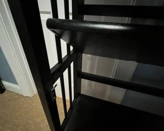 R111 - $60. Stacking, fold flat shelves. Measures 27.5" x 11.5" deep x 76" tall (2 together). Sturdy!