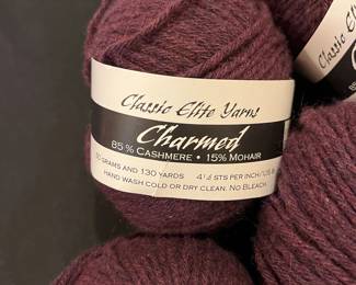 R238 - $60. 5 Skeins Classic Elite Yarns "Charmed" Cashmere / Mohair. Color 76709. Dye Lot 95. 