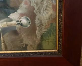 P90 - $125. Large Eduardo Tofano Lithograph Framed. Measures 21.25" x 43.25". Very old print & frame.