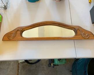 R276 - $95. Oak Bow Front Cabinet. Measures 34" wide x 15.5" deep x 58" tall. Top Curved Trim on the right side is cracked. All Glass is intact! Key is included. It does wiggle a little and needs some work. 