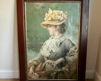 P90 - $125. Large Eduardo Tofano Lithograph Framed. Measures 21.25" x 43.25". Very old print & frame.