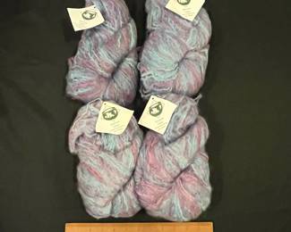 R236 - $40. 4 Skeins of Hand Painted Mohair by Jan Gilray. Code 27. Batch 214. Grown & Spun in New Zealand. 