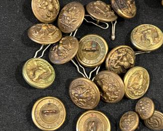 R191 - $35. Lot of Vintage Eagle Brass Buttons. 