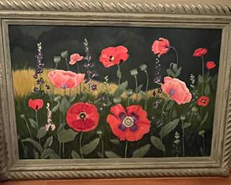 P1 - $1500. "Oriental Beauties" Original Oil Painting by local artist Carroll Lassiter 2003. Framed it measures 44" x 32". (The frame adds quite a bit of size - the art is closer to 38" x 26")