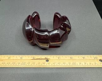 B3 - $175. Gerda Lynggaard Monies Geometric Lucite Cuff Bracelet in Purple. 2" wide with a 1.5" opening. 