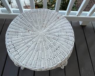 R170 - $125. Chair & Ottoman. Chair is 28" wide x 47" tall. Ottoman is 18" round x 14" tall. 