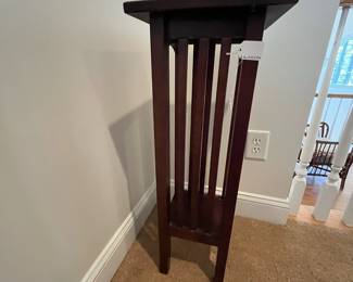 R103 - $20. Mission Style Fern Stand / Lamp Table. Not old. Measures 11.75" square x 34" tall. 