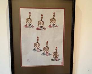 R215 - $75 Each. Toshijir Nenjiro Inagaki Prints. Signed "Mikumo". 1968 Top #62/300. Bottom #72/300. Framed they measure 19.75" x 25.25". 