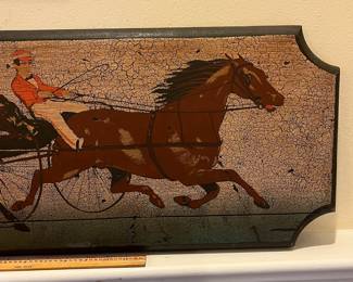 P37 - $30. George Nathan Wall Hanging. Horse Racing - P87.  Measures 32" x 11.5". 