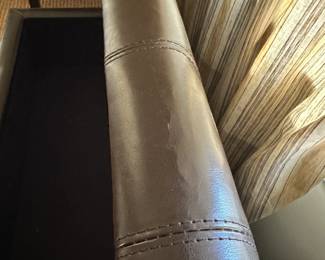 R116 - $35. Storage Bench. Measures 50" long x 19" deep x 15.25" tall. Faux Leather in good condition!