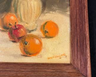 R145 - $30. Vintage Original Painting by Jesse Holland. Framed it measures 10.5" x 12.5". 