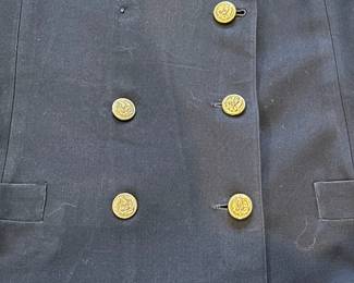 R276 - $60. WWII US Navy Lieutenant Double Breasted Dress Jacket with Original Pins, Ribbons & Bars. Regulation U.S. Navy Uniform