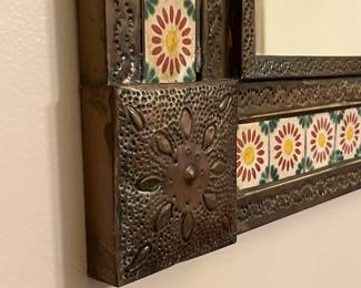 P9 - $65. Punched Tin Framed Mirror. Made in Mexico. Measures 29" x 25". 