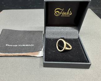 A3 - $1500. David Yurman. Size 7. 18kt gold, Black Onyx & Pave Diamond from the "Elements Collection". Retail was 3100. Excellent Condition. 