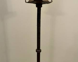 R260 - $175. 19th Century Iron Floor Candlestick holders. Measures 15" wide x 55" tall. 