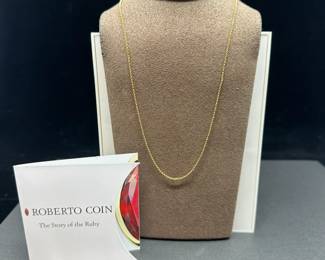 A11 - $450. Roberto Coin 18" 18kt Gold Cable Chain. 