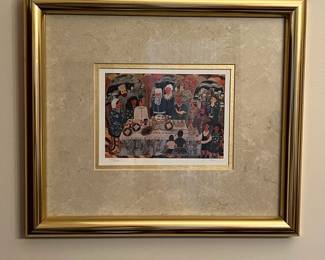 P6 - $30. Ilan Hasson "The Seder" Signed & Numbered Lithograph #204/300. Measures 15.75" x 13.75"