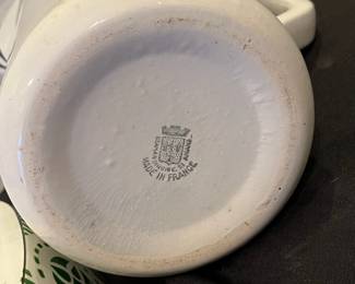 R144 - $100. Art Nouveau Wash Bowl & Pitcher. Made in France. St Amand Dinoise St. Amand. Minor crazing on the pitcher - wear expected with age but overall both are in very good condition!