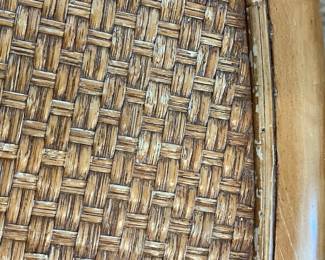 P78 - $125. 1970s Woven Rattan Oblong Coffee Table - made in the Philippines. Measures 48" x 31" x 20.5" tall. Very strudy and solid - minor surface wear. 