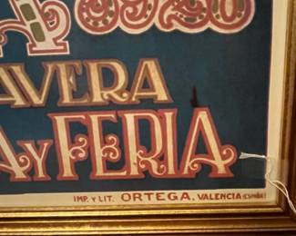 P8 - $45. Framed Poster for Sevilla Spain. "Sevilla Fiesta De Primavera Semana Santa Y Feria" artist J. Parrilla. Measures 25.5" x 37". Gold Frame - non reflective glass. 
