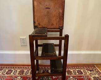 R161 - $45. Step Stool that converts to stool to sit on by Dillingham Mfg. Co. Solid wood and sturdy! Measures 14" square x 24" tall. 