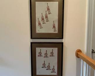 R215 - $75 Each. Toshijir Nenjiro Inagaki Prints. Signed "Mikumo". 1968 Top #62/300. Bottom #72/300. Framed they measure 19.75" x 25.25". 