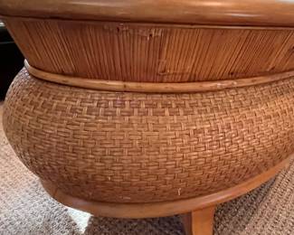 P78 - $125. 1970s Woven Rattan Oblong Coffee Table - made in the Philippines. Measures 48" x 31" x 20.5" tall. Very strudy and solid - minor surface wear. 