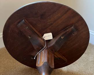 P99 - $30. Vintage Solid Wood Side Table. Sturdy! Minor surface stains. Measures 18" round x 18.5" tall. 