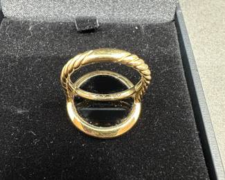 A3 - $1500. David Yurman. Size 7. 18kt gold, Black Onyx & Pave Diamond from the "Elements Collection". Retail was 3100. Excellent Condition. 
