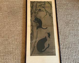 R217 - $150 Japanese Triptych. Each Measures 15.75" x 36.75". One has cats, bunnies & horse. 