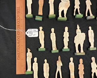 R179 - $30. 1950s Card Soldiers with Green Wood Stands "Chad Valley".  25 pieces. (quite rare)