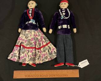 R197 - $20. Pair of Navajo Folk Art Dolls. Fabric, Beaded & Metal Accents. 