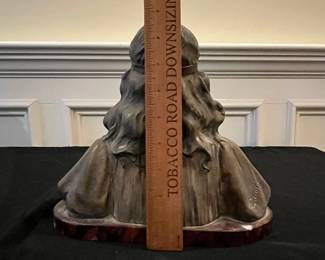 P57 - $250. Bronze Sculpture by Henri Jacobs. Plaque on the front of the marble reads "Fiorentina" Par H. Jacobs. Measures 10" wide x 9" tall. 