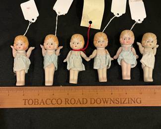 R223 - $30. Antique Bisque Dolls. Made in Japan. Mini Flapper Dolls. 