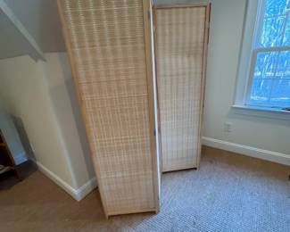 R109 - $60. 4 Panel Folding Screen. Each panel is 19.75" x 70.5" tall. Light weight pine frame