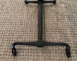 P77 - $125. Antique Hospital Bed Table - Adjustable Height Side Table. Industrial Style with metal frame and wooden top. Measures 24" x 18" x 26.5" tall adjusts up to 32" tall. Wooden top shows some surface wear - base is in excellent condition. (Identical table online has a J. R. Baker & Sons sticker - ours does not but I'm confident that is the maker)