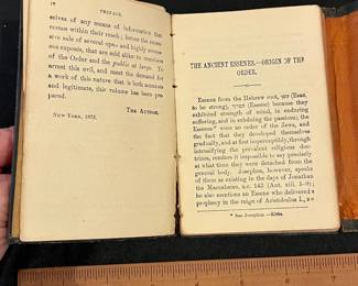 R252 - $40. 1873 Ecce Orienti or Rites and Ceremonies of the Essenes. (Like a Masons ritual book)