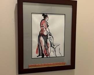 P41 - $125. Original Art by Jana Matusz. "Shady Dame" 2016. Sumi Ink & Acrylic Wash. Measures 18.5" x 22.5". 