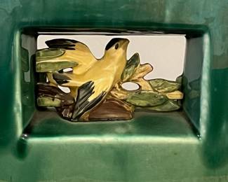 P53 - $25. McCoy Planter with Yellow Bird Inset - double sided. Measures 8" x 3" x 6" tall. 