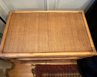 R162 - $95. Bamboo & RattanTV / Storage Cabinet. Top Swivels. Bottom doors open for storage. Measures 30" x 18" x 24.75" tall. 