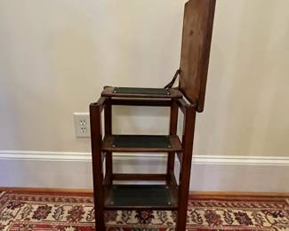 R161 - $45. Step Stool that converts to stool to sit on by Dillingham Mfg. Co. Solid wood and sturdy! Measures 14" square x 24" tall. 