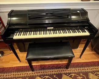 R153 - $750. Baldwin Acrosonic Spinet Piano. Serial # 896997 (late 1960s). Measures 57.5" x 25.5" x 35.75" tall. Includes stool. One black key doesn't make a sound and it will need to be tuned after moving - all other keys work and none are "sticky". Has minor crazing on the finish and a few minor marks here and there but not major issues. 